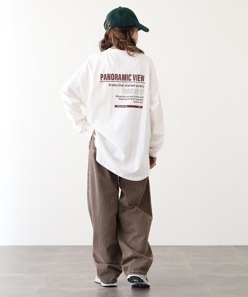 myke(ミーカ)の「myke ラウンドヘムBIGシルエットプリントロンT(Tシャツ/カットソー・レディース・カーキ/ホワイト系1/ホワイト系2/チャコール・M)」の11枚目の写真