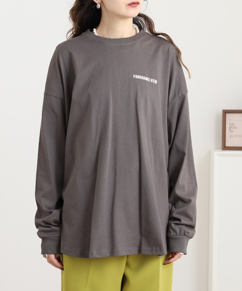 myke(ミーカ)の「myke ラウンドヘムBIGシルエットプリントロンT(Tシャツ/カットソー・レディース・カーキ/ホワイト系1/ホワイト系2/チャコール・M)」の18枚目の写真