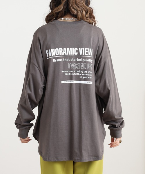 myke(ミーカ)の「myke ラウンドヘムBIGシルエットプリントロンT(Tシャツ/カットソー・レディース・カーキ/ホワイト系1/ホワイト系2/チャコール・M)」の20枚目の写真