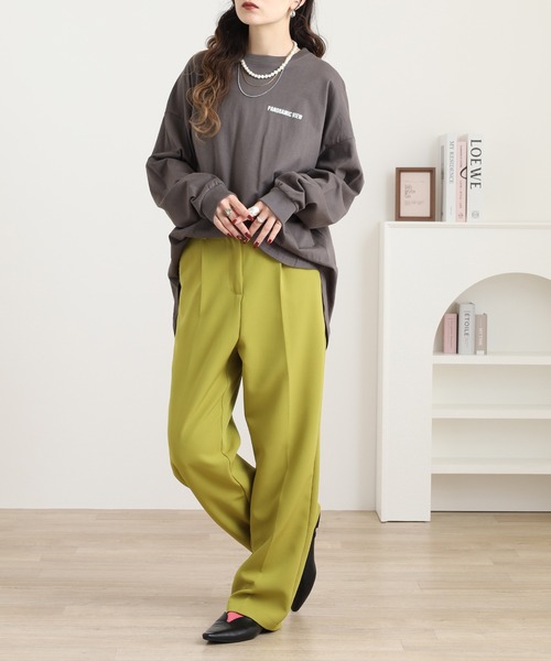 myke(ミーカ)の「myke ラウンドヘムBIGシルエットプリントロンT(Tシャツ/カットソー・レディース・カーキ/ホワイト系1/ホワイト系2/チャコール・M)」の16枚目の写真