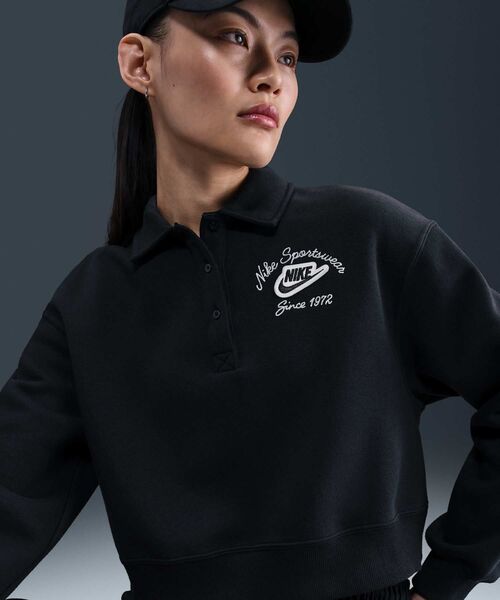 NIKE（ナイキ）の「ナイキ スポーツウェア フェニックス フリース ウィメンズ ルーズカラー プルオーバー トップ / Nike Sportswear Phoenix Fleece Women's Loose Collared Pull-Over Top IM7487-010 Black（ポロシャツ・レディース・ブラック・XS/M/S/L/XL）」の18枚目の写真