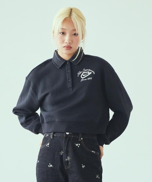 NIKE（ナイキ）の「ナイキ スポーツウェア フェニックス フリース ウィメンズ ルーズカラー プルオーバー トップ / Nike Sportswear Phoenix Fleece Women's Loose Collared Pull-Over Top IM7487-010 Black（ポロシャツ・レディース・ブラック・XS/M/S/L/XL）」の6枚目の写真