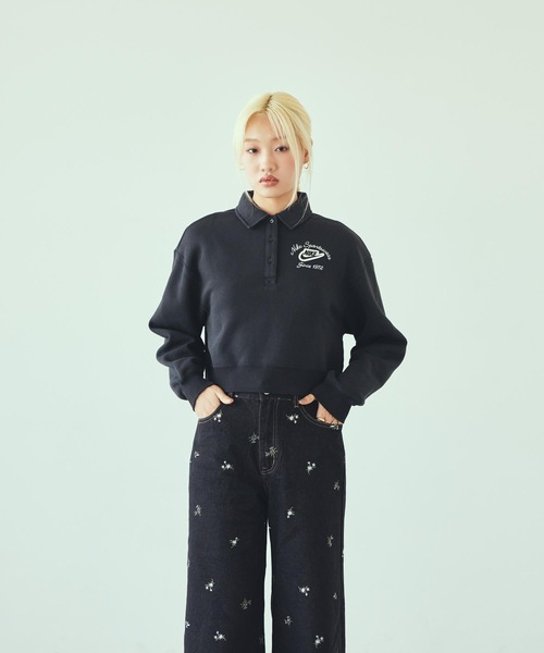 NIKE（ナイキ）の「ナイキ スポーツウェア フェニックス フリース ウィメンズ ルーズカラー プルオーバー トップ / Nike Sportswear Phoenix Fleece Women's Loose Collared Pull-Over Top IM7487-010 Black（ポロシャツ・レディース・ブラック・XS/M/S/L/XL）」の13枚目の写真