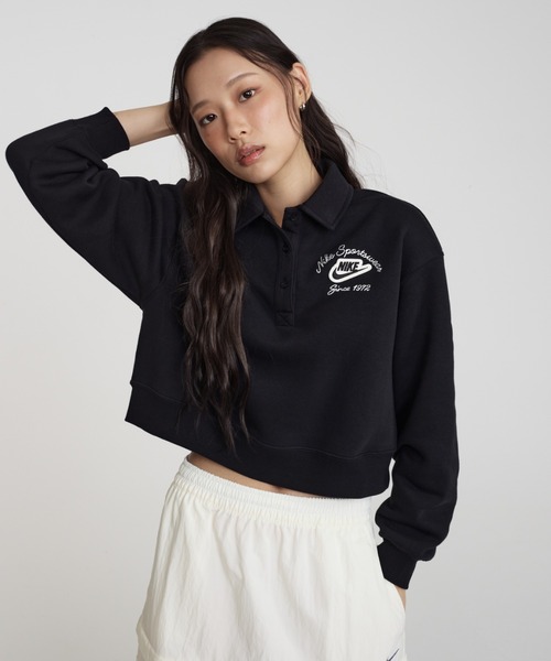 NIKE（ナイキ）の「ナイキ スポーツウェア フェニックス フリース ウィメンズ ルーズカラー プルオーバー トップ / Nike Sportswear Phoenix Fleece Women's Loose Collared Pull-Over Top IM7487-010 Black（ポロシャツ・レディース・ブラック・XS/M/S/L/XL）」の14枚目の写真