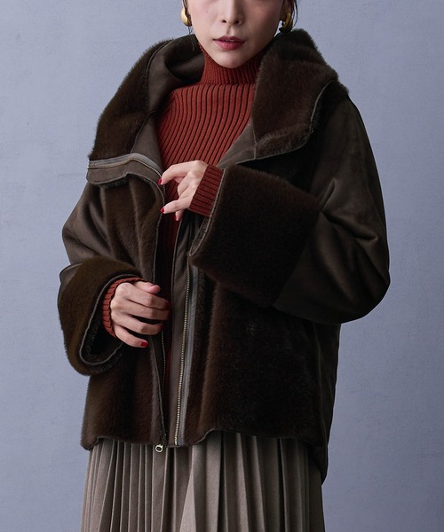 リバーシブルフェイクムートンブルゾン（ブルゾン）｜NICOLE white