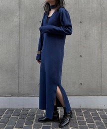 【&g'aime】2wayチョーカー付きニットワンピース 2-Way Choker Knit Dress