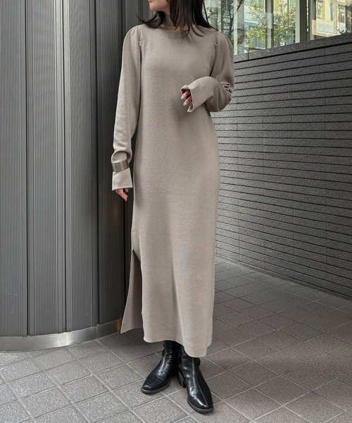 &g'aime(アンジェム)の「【&g'aime】2wayチョーカー付きニットワンピース 2-Way Choker Knit Dress(ワンピース・レディース・ブラック/グレイッシュベージュ/ブルー・FREE)」の17枚目の写真
