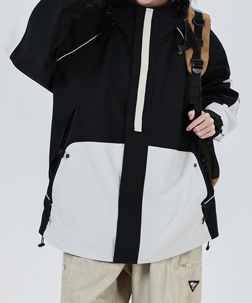 aimoha(アイモハ)の「ドルマンナイロンシェルジャケット/Dolman nylon shell jacket(ナイロンジャケット・メンズ・ブラック×ホワイト・LARGE/X-LARGE/MEDIUM)」の11枚目の写真