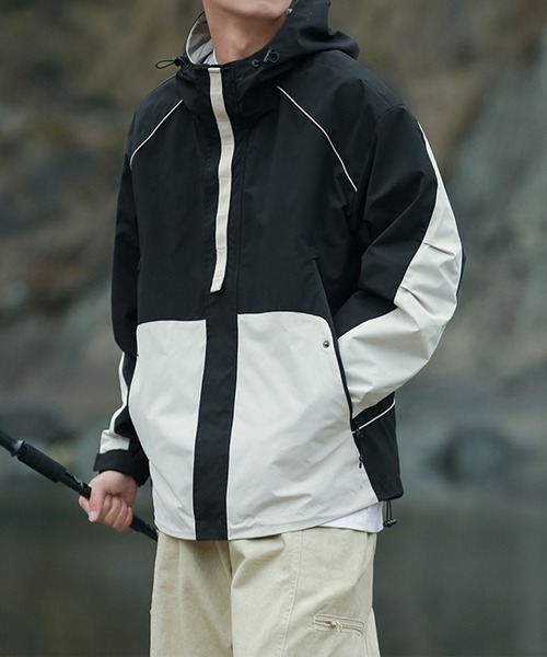 aimoha(アイモハ)の「ドルマンナイロンシェルジャケット/Dolman nylon shell jacket(ナイロンジャケット・メンズ・ブラック×ホワイト・LARGE/X-LARGE/MEDIUM)」の15枚目の写真