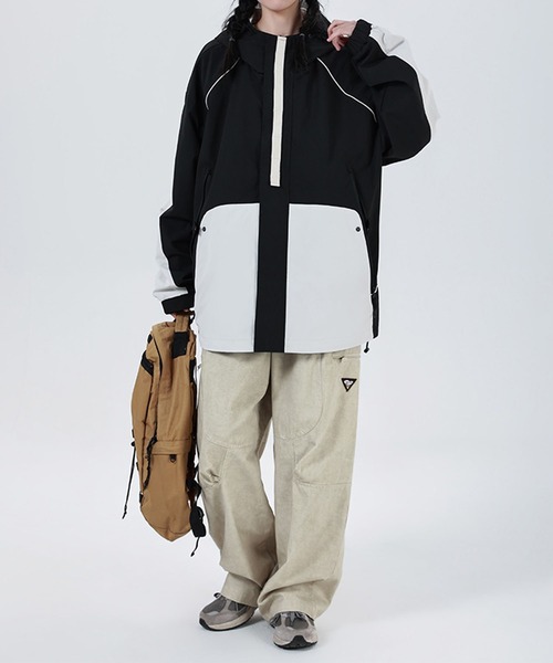 aimoha(アイモハ)の「ドルマンナイロンシェルジャケット/Dolman nylon shell jacket(ナイロンジャケット・メンズ・ブラック×ホワイト・LARGE/X-LARGE/MEDIUM)」の8枚目の写真
