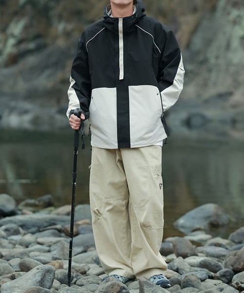 aimoha(アイモハ)の「ドルマンナイロンシェルジャケット/Dolman nylon shell jacket(ナイロンジャケット・メンズ・ブラック×ホワイト・LARGE/X-LARGE/MEDIUM)」の13枚目の写真