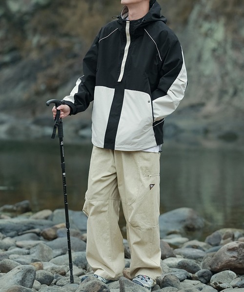 aimoha(アイモハ)の「ドルマンナイロンシェルジャケット/Dolman nylon shell jacket(ナイロンジャケット・メンズ・ブラック×ホワイト・LARGE/X-LARGE/MEDIUM)」の14枚目の写真
