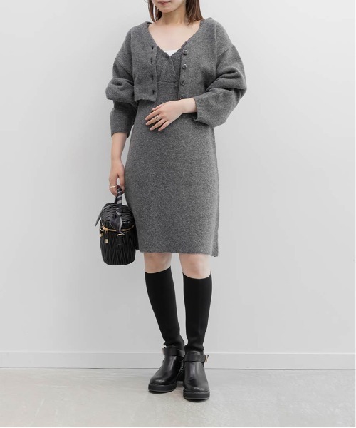 RANDA(ランダ)の「カーディガンセットミニワンピース(ワンピース・レディース・グレー/アイボリー/ベージュ・0/1)」の11枚目の写真