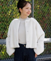 flower | コンパクトファーコート(ノーカラーコート)