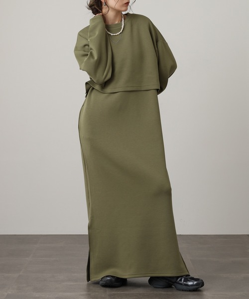 セール】ダンボールニット ショートプルオーバー Vネックジャンスカ