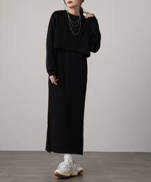 OMNES | ダンボールニット ショートプルオーバー Vネックジャンスカセット(ワンピース)