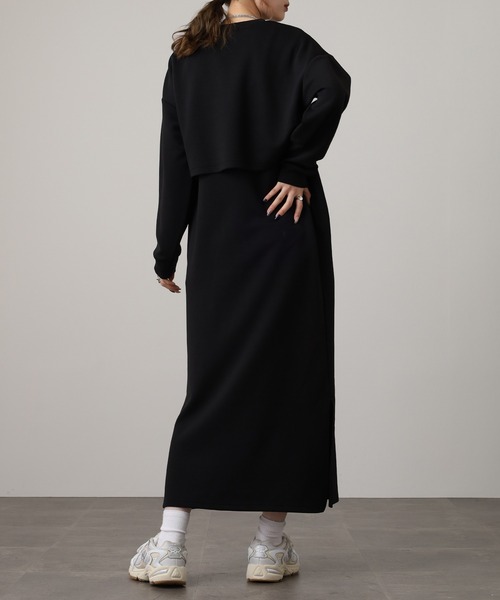 OMNES(オムネス)の「ダンボールニット ショートプルオーバー Vネックジャンスカセット(ワンピース・レディース・ブラック/アイボリー/カーキ/モカ・FREE)」の12枚目の写真