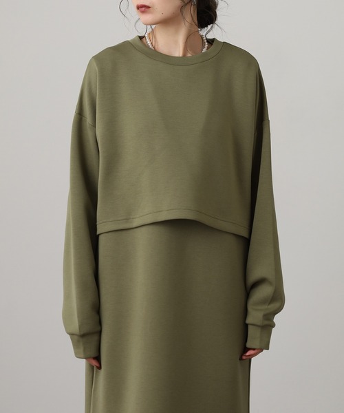 OMNES(オムネス)の「ダンボールニット ショートプルオーバー Vネックジャンスカセット(ワンピース・レディース・ブラック/アイボリー/カーキ/モカ・FREE)」の22枚目の写真