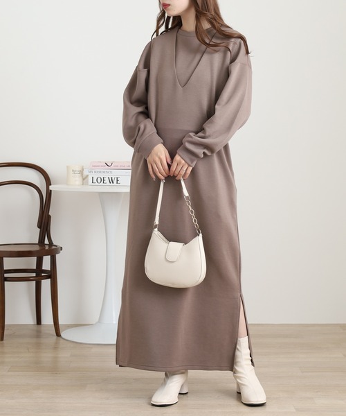 ルネ♡お袖オーガンワンピース セール】ダンボールニット ショートプルオーバー Vネックジャンスカ