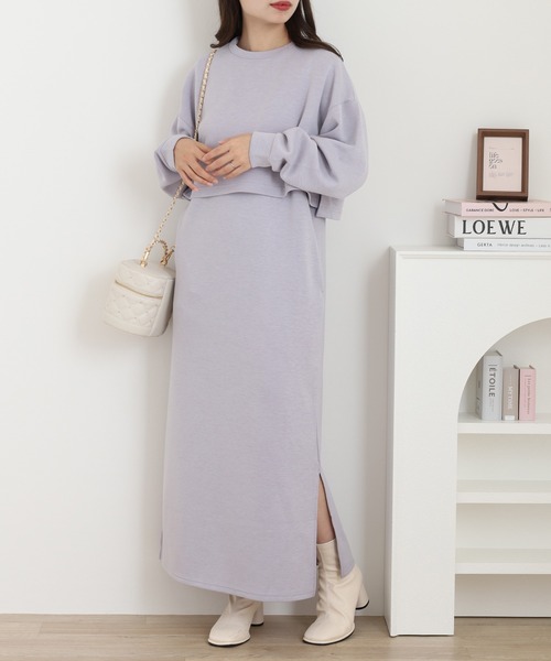 セール】ダンボールニット ショートプルオーバー Vネックジャンスカ