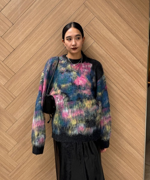 トップス AMERI WILTED FLOWER MOHAIR JACQUARD KNIT WILTED FLOWER MOHAIR JACQUARD KNIT TOP