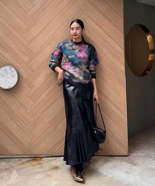 トップス WILTED FLOWER MOHAIR JACQUARD KNIT TOP WILTED FLOWER MOHAIR JACQUARD KNIT TOP