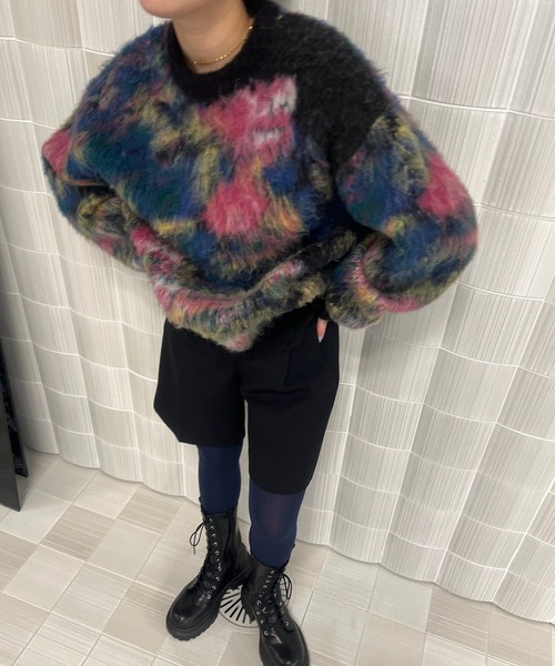 トップス AMERI WILTED FLOWER MOHAIR JACQUARD KNIT WILTED FLOWER MOHAIR JACQUARD KNIT TOP