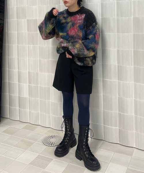 Ameri（アメリ）の「WILTED FLOWER MOHAIR JACQUARD KNIT TOP（ニット