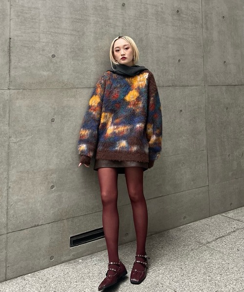 Ameri（アメリ）の「WILTED FLOWER MOHAIR JACQUARD KNIT TOP