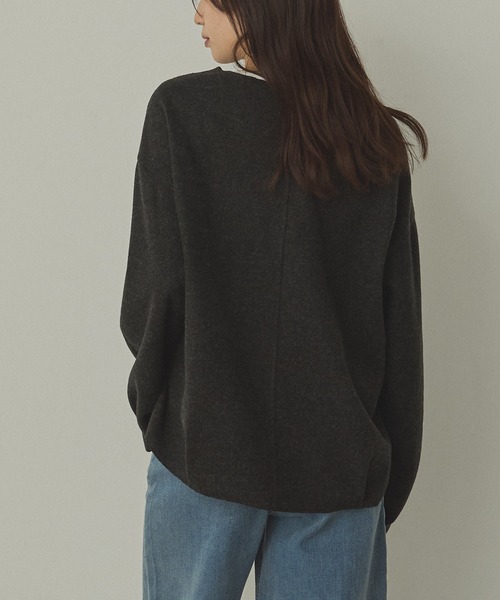 hunch（ハンチ）の「圧縮ニットソー Vネック コクーンニット（ニット/セーター・レディース・ダークブラウン/ベージュ/チャコール・FREE）」の10枚目の写真