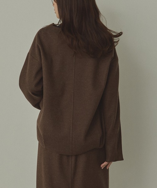 hunch（ハンチ）の「圧縮ニットソー Vネック コクーンニット（ニット/セーター・レディース・ダークブラウン/ベージュ/チャコール・FREE）」の19枚目の写真