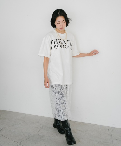 THEATRE PRODUCTS（シアタープロダクツ）の「THEATRE PRODUCTSロゴTシャツ（Tシャツ/カットソー・レディース・ホワイト/ブラック・FREE）」の4枚目の写真