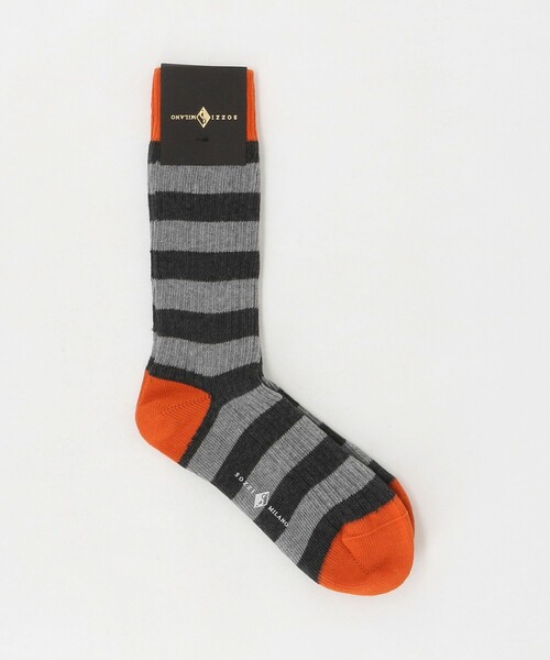UNITED ARROWS(ユナイテッドアローズ)の「<SOZZI>カラーボーダー リブソックス(ソックス/靴下・メンズ・グレー系/ネイビー/オレンジ/ケリーグリーン・FREE)」の2枚目の写真