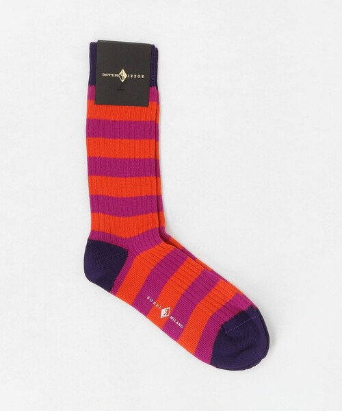UNITED ARROWS(ユナイテッドアローズ)の「<SOZZI>カラーボーダー リブソックス(ソックス/靴下・メンズ・グレー系/ネイビー/オレンジ/ケリーグリーン・FREE)」の4枚目の写真