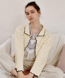 MILKFED. | OPEN COLLAR CONTRAST TRIM KNIT CARDIGAN(カーディガン/ボレロ)