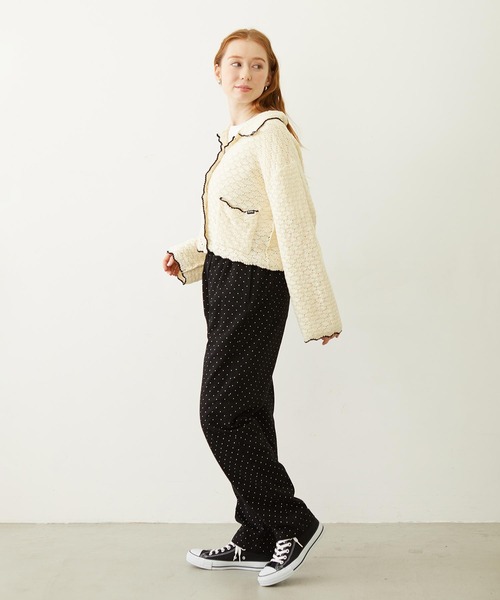 MILKFED.（ミルクフェド）の「OPEN COLLAR CONTRAST TRIM KNIT CARDIGAN（カーディガン/ボレロ・レディース・グレー/オフホワイト/ブラック・ONE SIZE）」の9枚目の写真