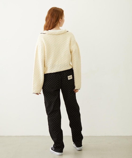 MILKFED.（ミルクフェド）の「OPEN COLLAR CONTRAST TRIM KNIT CARDIGAN（カーディガン/ボレロ・レディース・グレー/オフホワイト/ブラック・ONE SIZE）」の10枚目の写真
