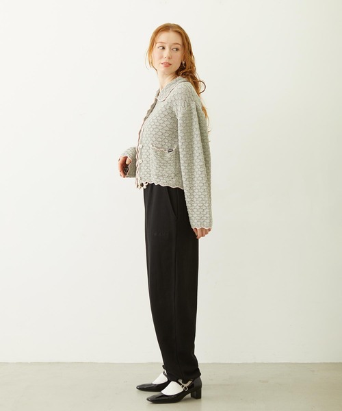 MILKFED.（ミルクフェド）の「OPEN COLLAR CONTRAST TRIM KNIT CARDIGAN（カーディガン/ボレロ・レディース・グレー/オフホワイト/ブラック・ONE SIZE）」の21枚目の写真