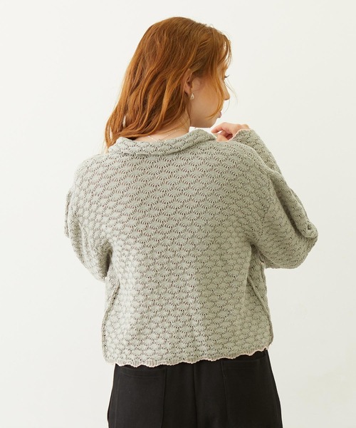 MILKFED.（ミルクフェド）の「OPEN COLLAR CONTRAST TRIM KNIT CARDIGAN（カーディガン/ボレロ・レディース・グレー/オフホワイト/ブラック・ONE SIZE）」の17枚目の写真
