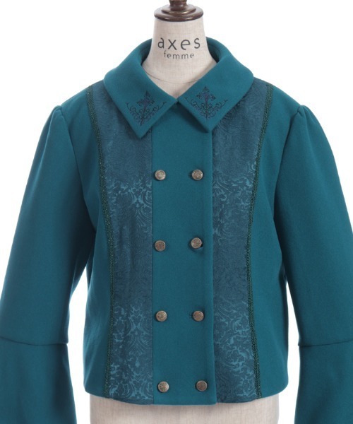 axes femme(アクシーズファム)の「刺繍入ジャカード切替コート(ピーコート・レディース・ワイン/ブラック/ブルーグリーン・MEDIUM)」の22枚目の写真