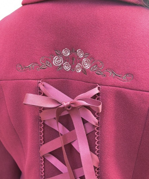 axes femme(アクシーズファム)の「刺繍入ジャカード切替コート(ピーコート・レディース・ワイン/ブラック/ブルーグリーン・MEDIUM)」の11枚目の写真