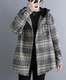 ONEP STAR（ワンピスター）の「フード付きチェック柄シャツジャケット（カバーオール）」