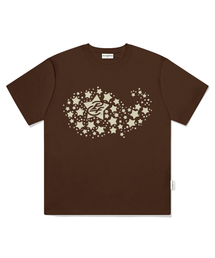 スターホエールプリントオーバーサイズ半袖Tシャツブラウン