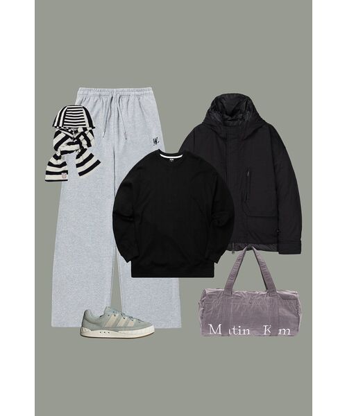 WOOALONG（ウアロン）の「Signature relax wide pants - GREY（スウェットパンツ・レディース・ライトグレー・LARGE/MEDIUM/SMALL）」の18枚目の写真