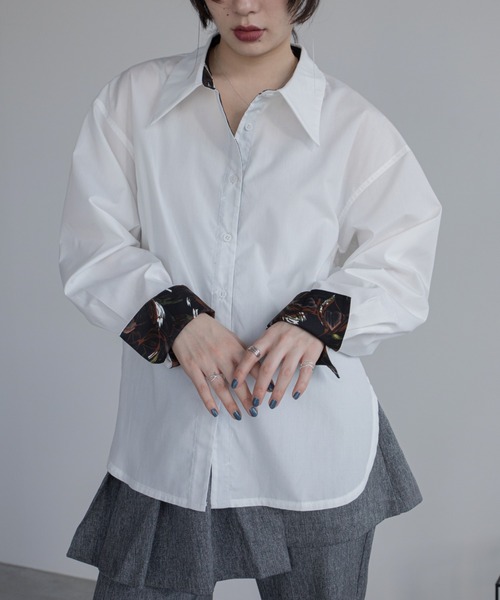 VACANCY（ヴァカンシー）の「ロゴ刺繍バリモア襟配色シャツ（シャツ/ブラウス・レディース・ホワイト/その他/ブルー・FREE）」の14枚目の写真