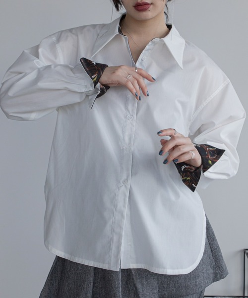 VACANCY（ヴァカンシー）の「ロゴ刺繍バリモア襟配色シャツ（シャツ/ブラウス・レディース・ホワイト/その他/ブルー・FREE）」の17枚目の写真