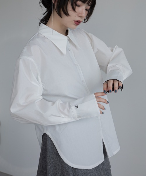 VACANCY（ヴァカンシー）の「ロゴ刺繍バリモア襟配色シャツ（シャツ/ブラウス・レディース・ホワイト/その他/ブルー・FREE）」の4枚目の写真