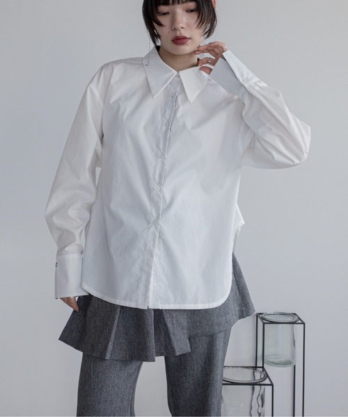 VACANCY（ヴァカンシー）の「ロゴ刺繍バリモア襟配色シャツ（シャツ/ブラウス・レディース・ホワイト/その他/ブルー・FREE）」の6枚目の写真