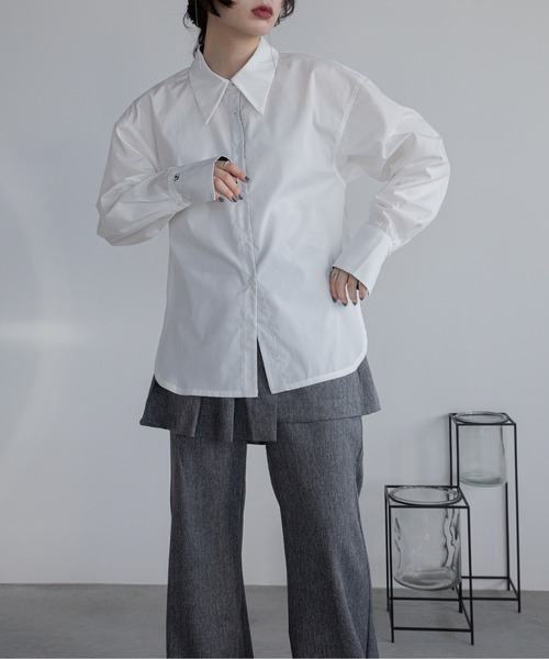 VACANCY（ヴァカンシー）の「ロゴ刺繍バリモア襟配色シャツ（シャツ/ブラウス・レディース・ホワイト/その他/ブルー・FREE）」の9枚目の写真