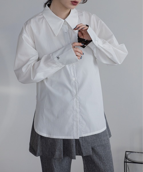 VACANCY（ヴァカンシー）の「ロゴ刺繍バリモア襟配色シャツ（シャツ/ブラウス・レディース・ホワイト/その他/ブルー・FREE）」の5枚目の写真